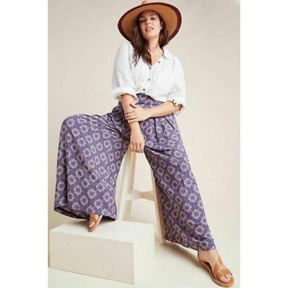 Maeve NWT Purple Terrace Floral Wide Leg Pants 2 - Picture 12 of 12